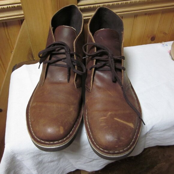 Mens clarks original Chukka tie front brown distressed leather 10 m gentle used main image 3